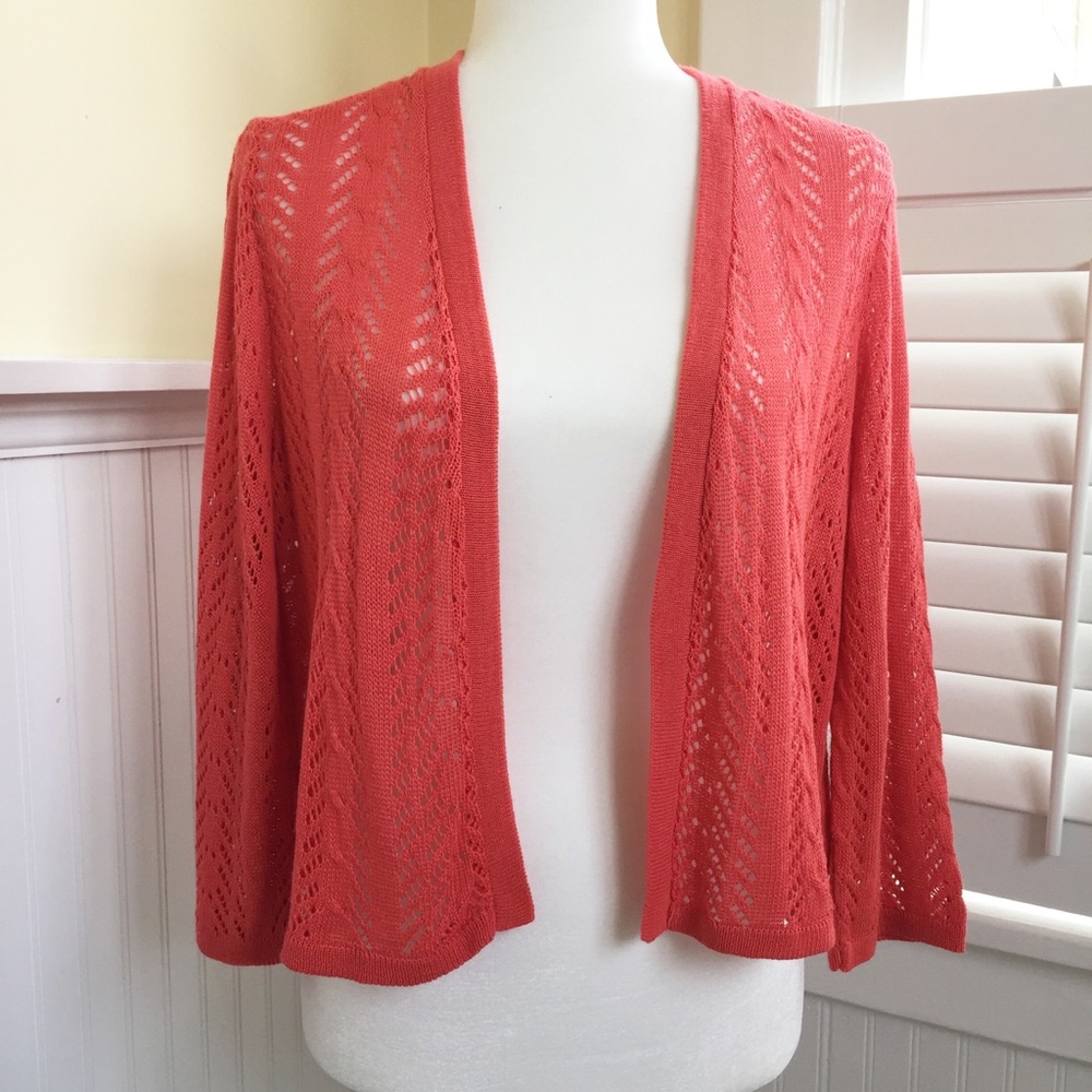 Isabella Rodriguez NWT Coral Cropped Cardigan- L